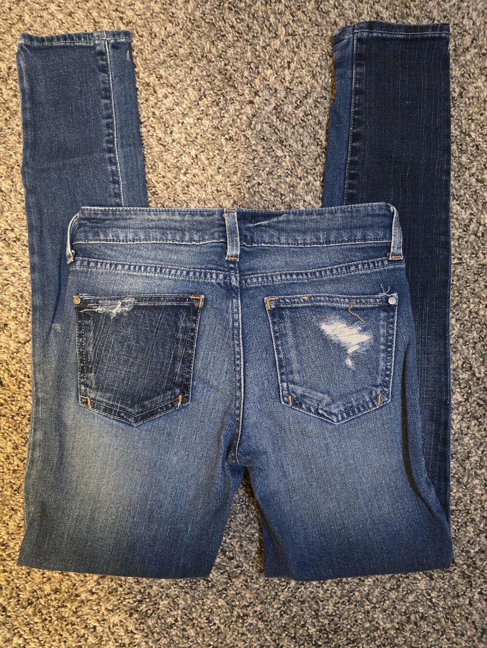 Anthropologie Pilcro Dark Blue Skinny Jeans with Subtle Distressing - Picture 2 of 4